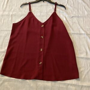 Burgundy Button Detail Cami Top